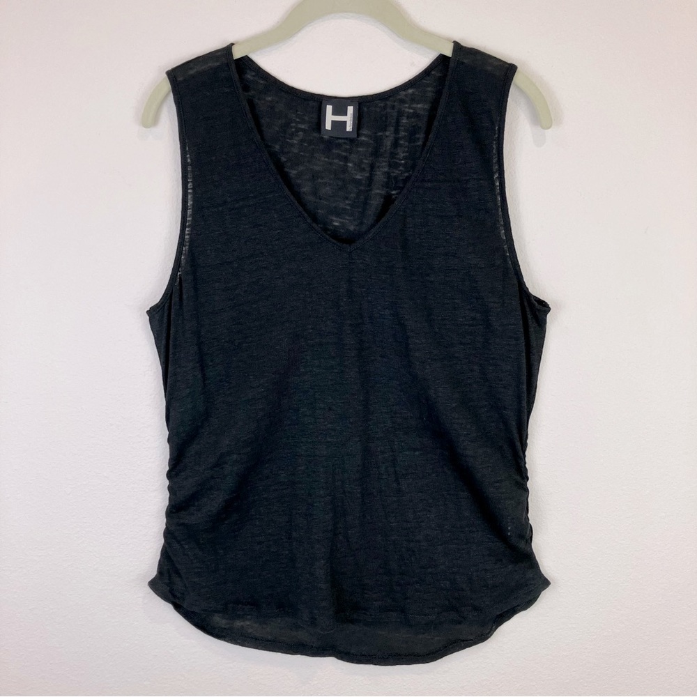 H by Bordeaux Ruched V-Neck Linen Tank